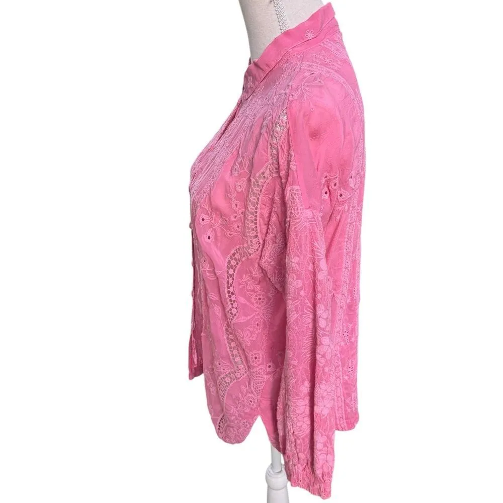 Johnny Was Blossom Rosie Button Down Blouse in Spring Rose S - Image 3
