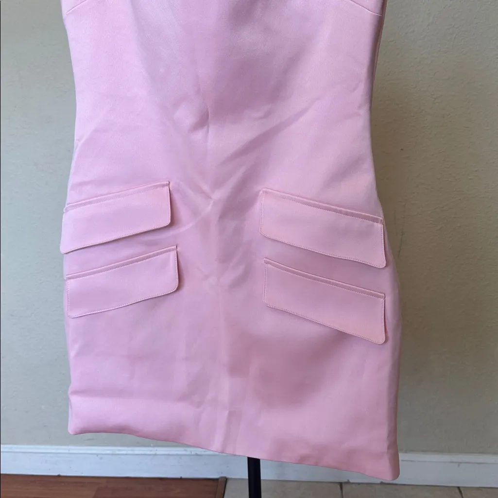House of CB Cosette Rose Shadow Pink Satin sieve sleeveless mini Dress NWOT sz L - Image 7