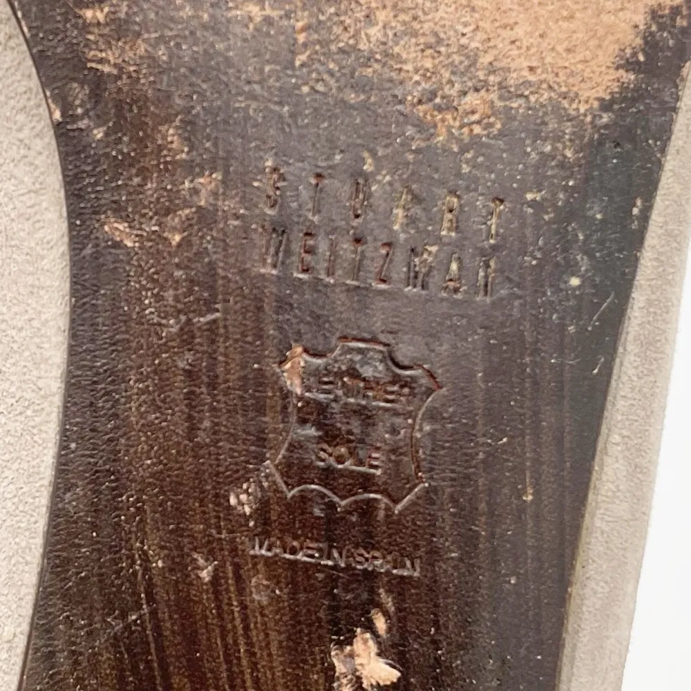 Stuart Weitzman Sparky Crystal Flats Taupe Suede Leather Embellished Size 7.5 - Image 10