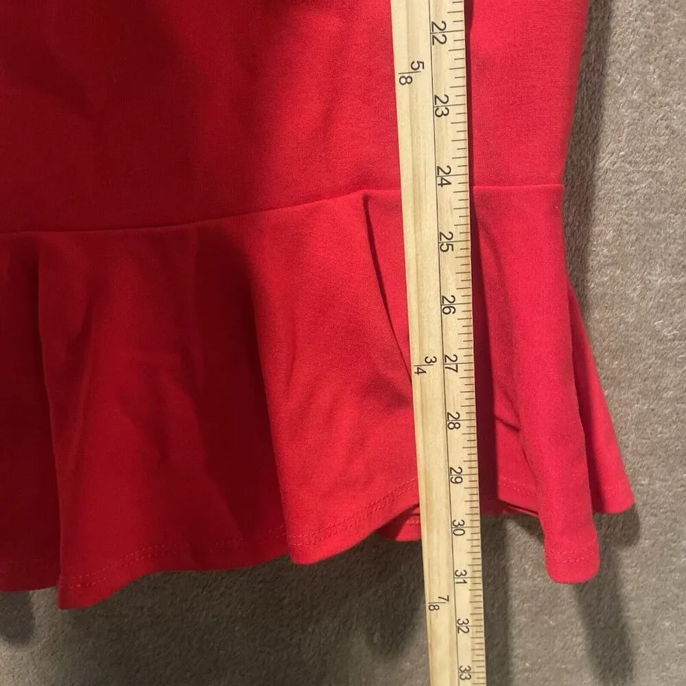 Lulus Dress Womens Sz XS Off The Shoulder Cherry Red Midi Ruffles JD8363 Holiday - Image 6