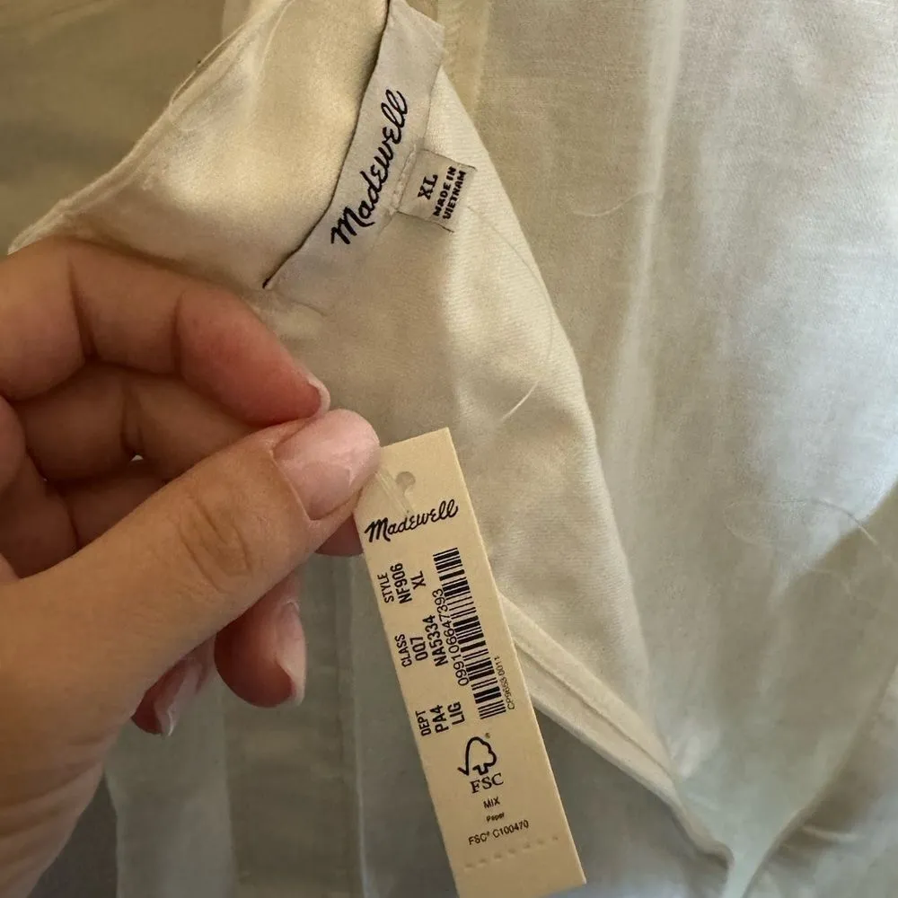 Madewell Princess Seamed Midi Dress Lighthouse‎ Sz XL Lagenlook Linen Cotton - Image 12