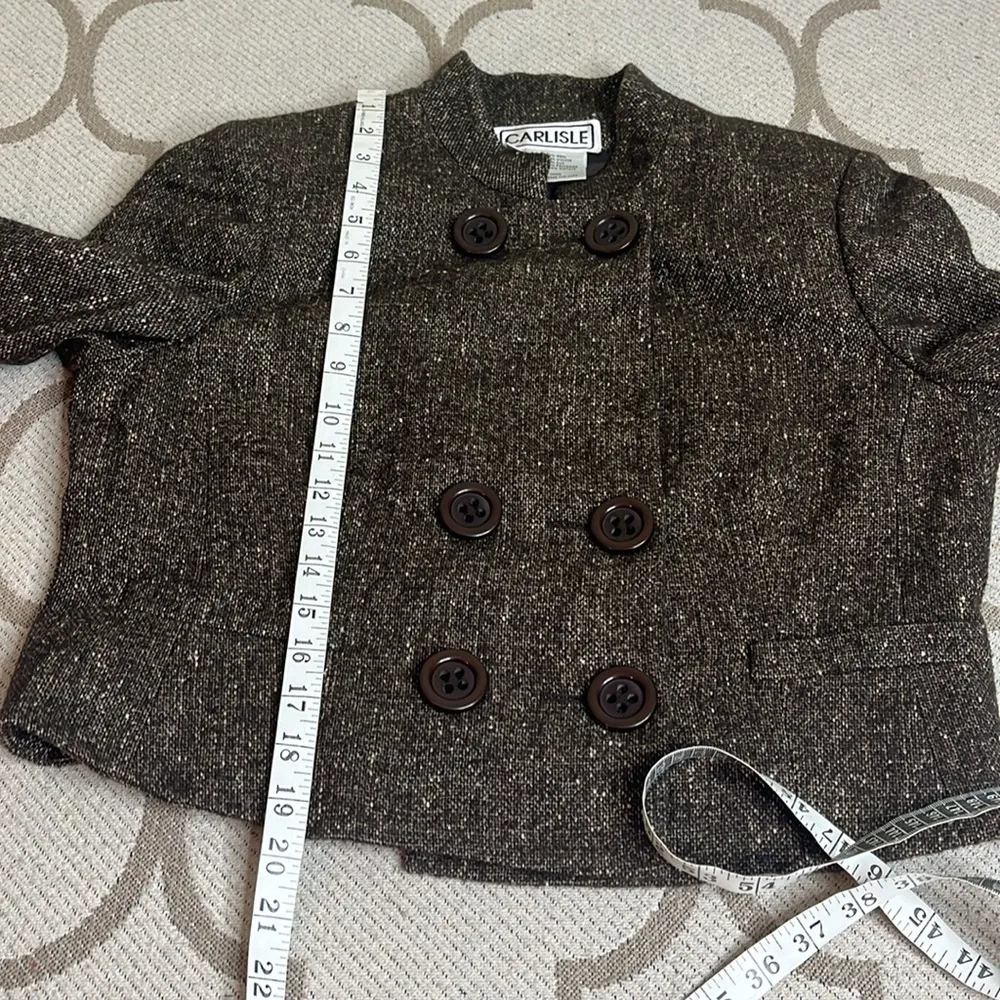 Carlisle Gray Tweed Double-Breasted Wool Silk Blazer - Image 6