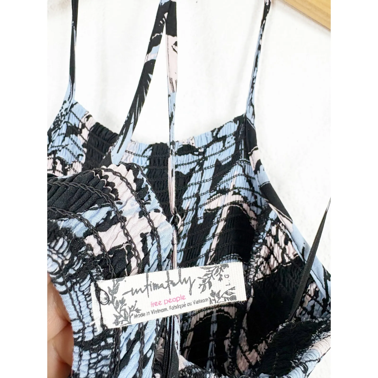 Free People Heat Wave Printed Maxi Slip Dress Large Blue Floral Bohemian - Image 6