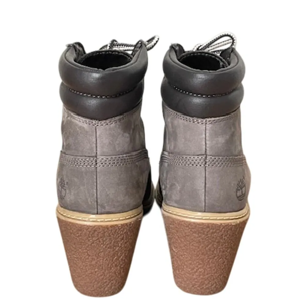 Timberland Wedge Bootie Nubuck Leather Gray Ankle Boots - Image 5