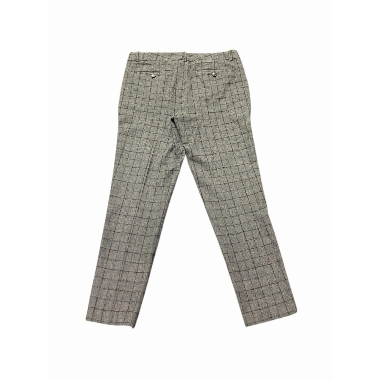 Theory Treeca Plaid Wool Cashmere Blend Cropped Pants Women  8 Navy Gray Preppy - Image 4