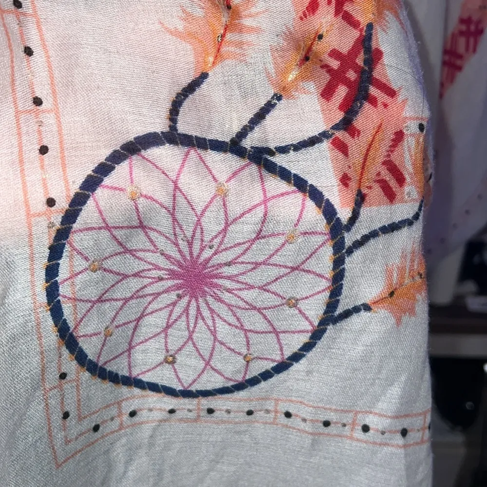 Woven Heart Kimono Style Boho Floral Women Shawl Vest Coverup Feather - Image 6