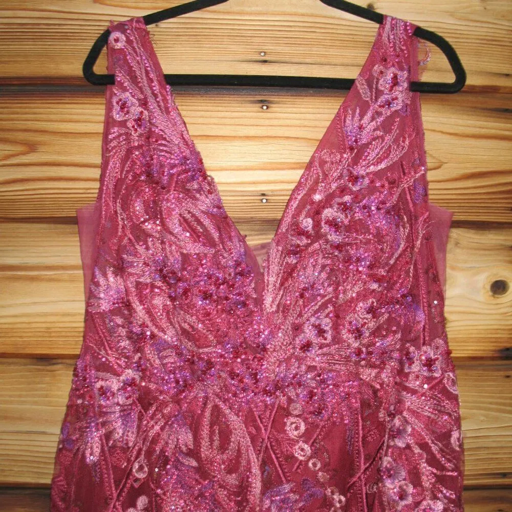 Mac Duggal 20265 Embroidered Sleeveless Plunge Neck A Line Gown - Image 7