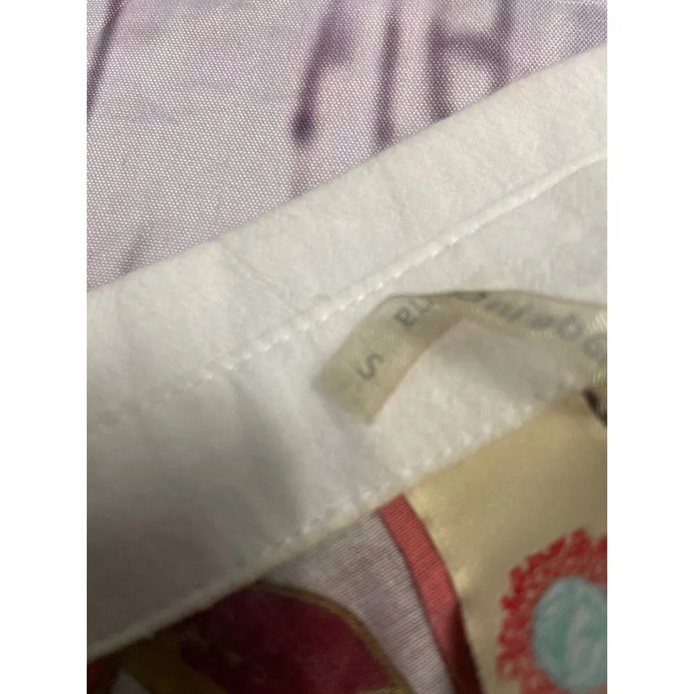 Cyrena Embroidered Button Front Shirt Womens S Floral Beaded Sequin Boho Hi Low - Image 6