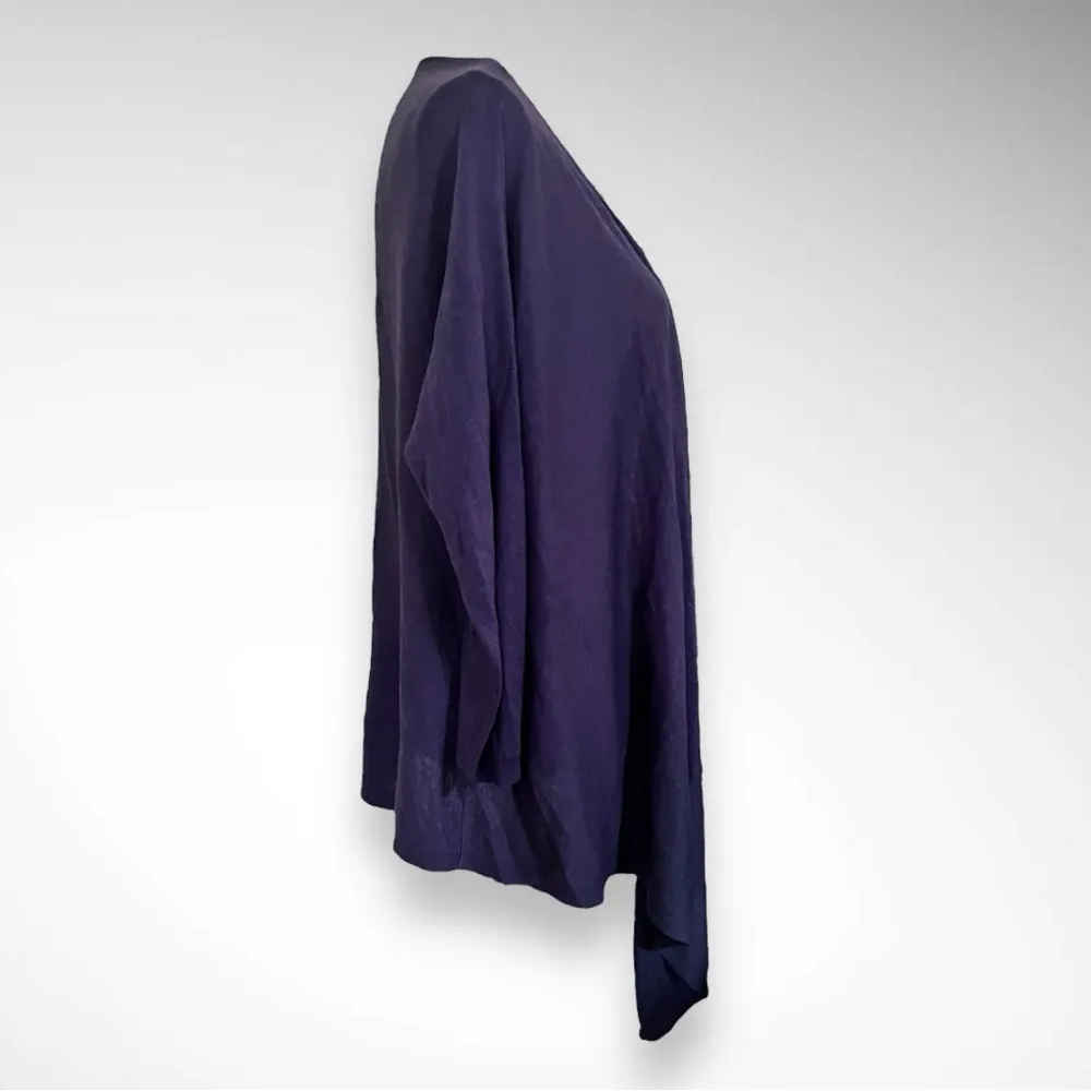 DKNY Women's Navy Blue Silk And Cashmere Open Front Cardigan Sweater M/L | EUC - Image 3