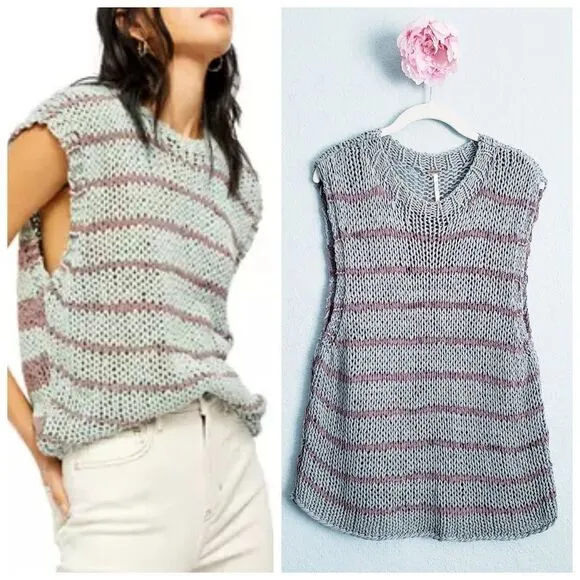 Free People Striped Knit Sleeveless Wave After Wave Sweater - Image 2