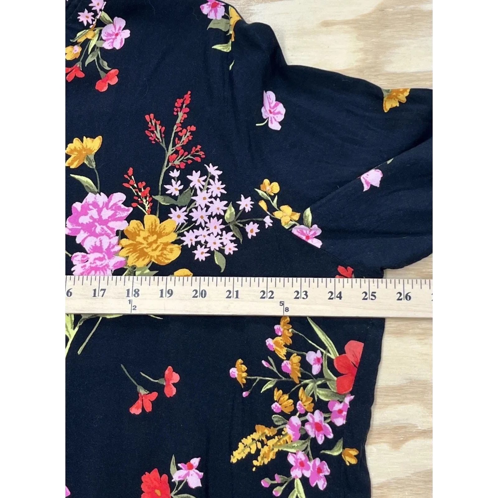 Old Navy The Tunic Shirt Black Multicolor Floral Popover Blouse Size XXL - Image 11