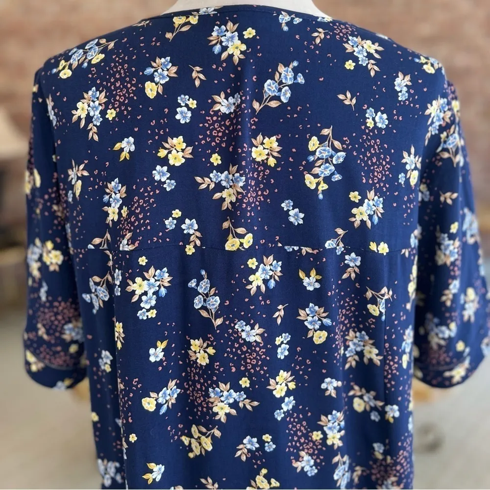 Torrid Dress Floral Leopard Animal Print Blue Ditsy Short  Sleeve 12 Garden Chic - Image 10