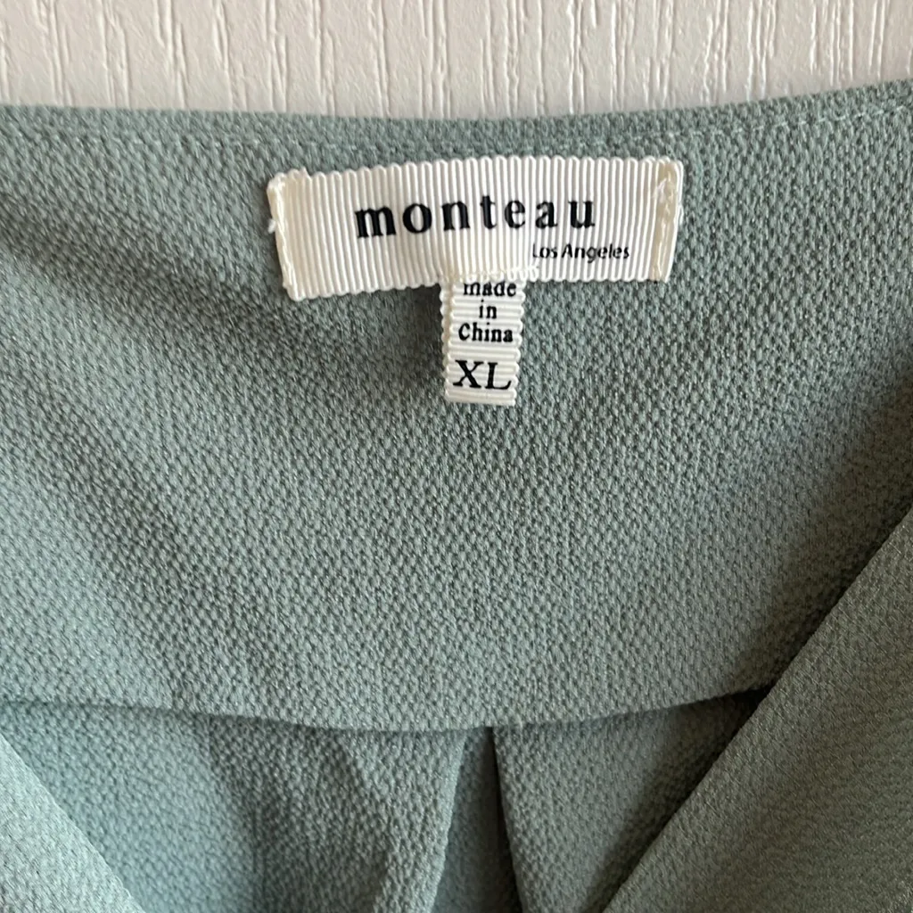 Monteau  Green Sleeveless Wrap Blouse - Image 2