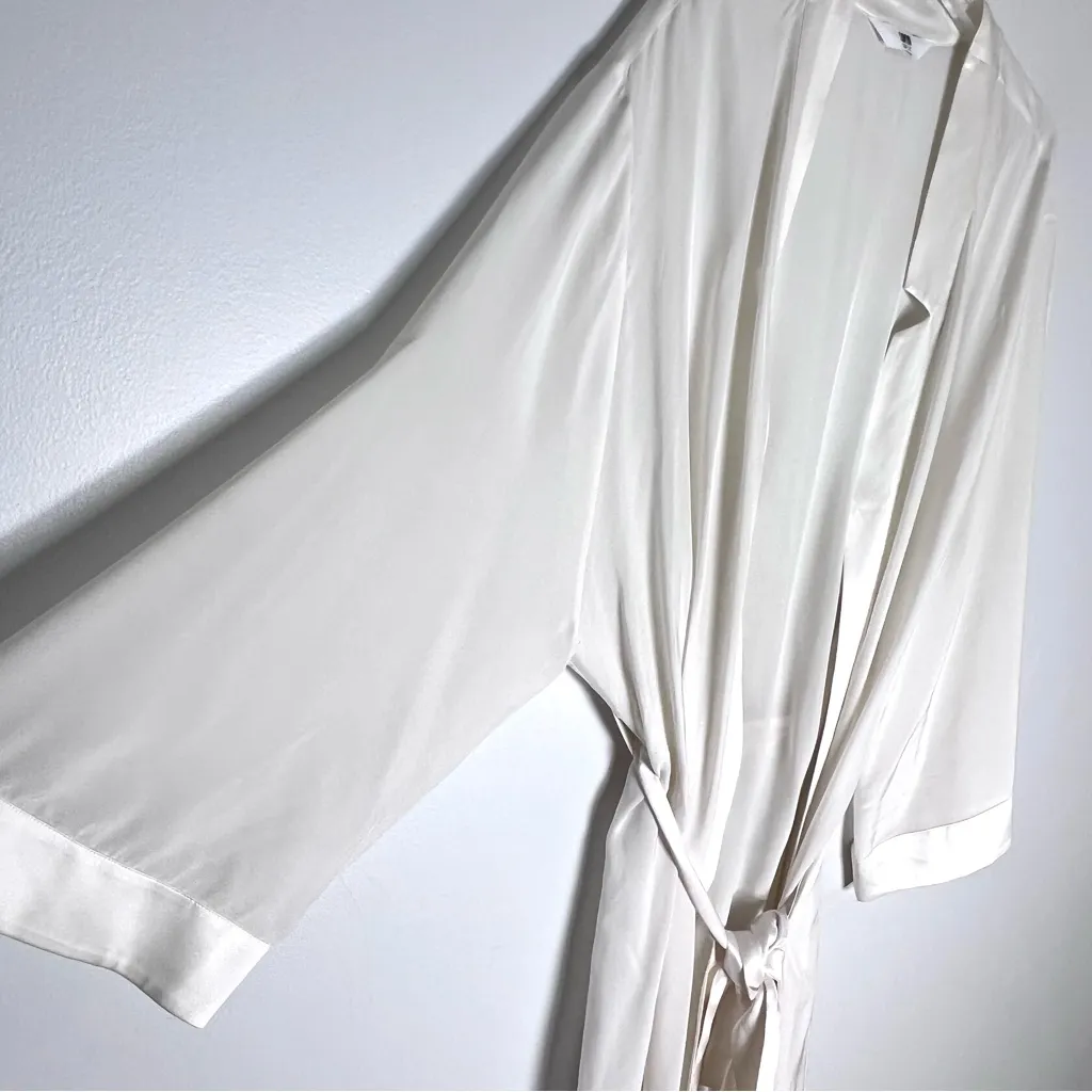 Lunya Washable Silk Chiffon Kimono Robe Tranquil White Sz L/XL - Image 7