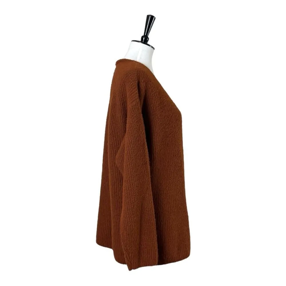 Apt. 9 Sweater V-neck Oversized Long Sleeves Soft Dark Orange Women’s Size Large - Image 2