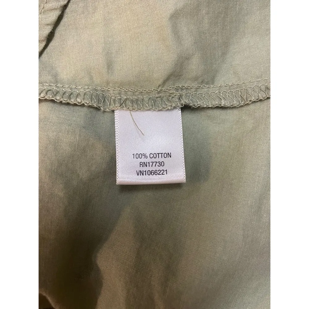 Merona Tuxedo Ruffle Henley Front Sleeveless Tie Back Green XS - Image 6