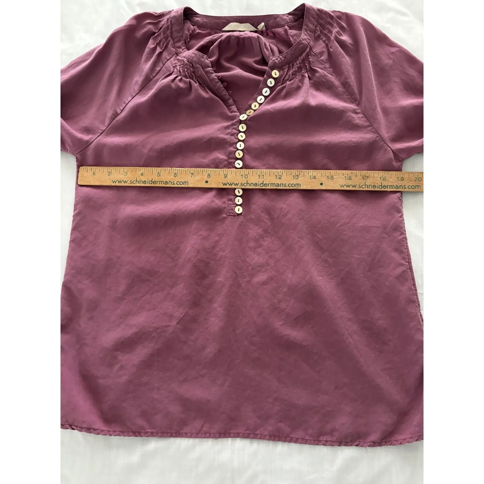 Soft Surroundings Blouse Womens Small Purple Linen Blend Silky Lightweight - Image 12