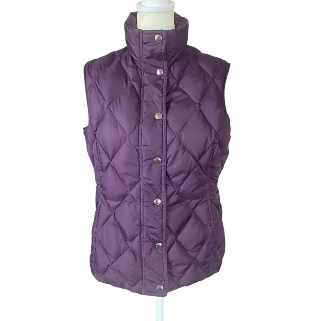 Lands' End women's purple snap sleeveless collared purple puffer vest XS 2-4 - Image 2