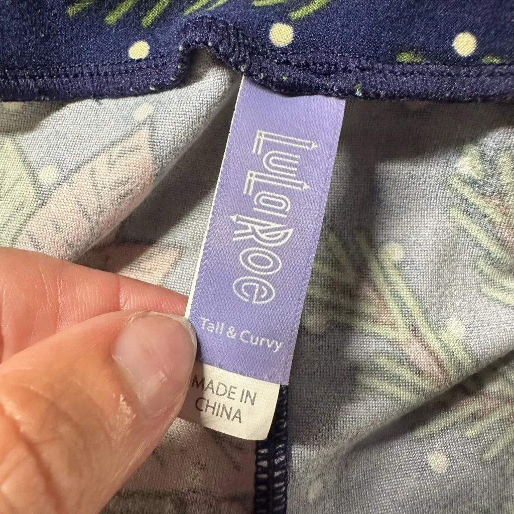 LuLaRoe Christmas Holiday Collection Poinsettia Floral Leggings Plus Size 1X TC - Image 8