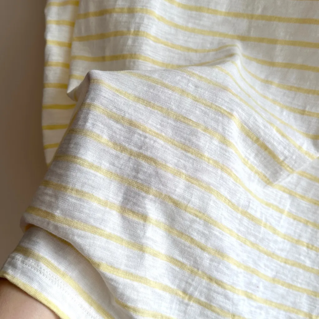 J. Crew Girlfriend Tee, Yellow and White Striped Short Sleeve Tee, Size XXL - Image 10