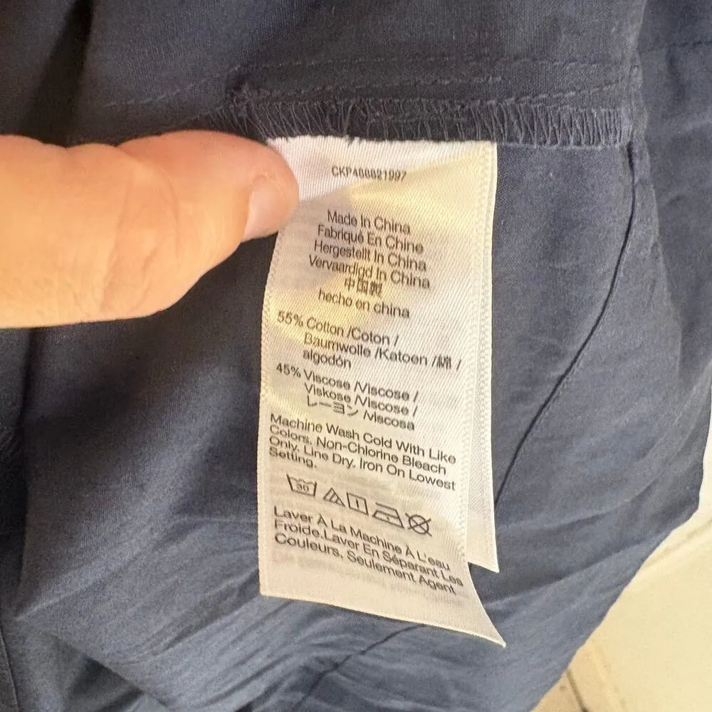 Madewell Square Neck Puff Sleeve Mini Dress Navy SZ 00 Babydoll Breezy Summer - Image 9