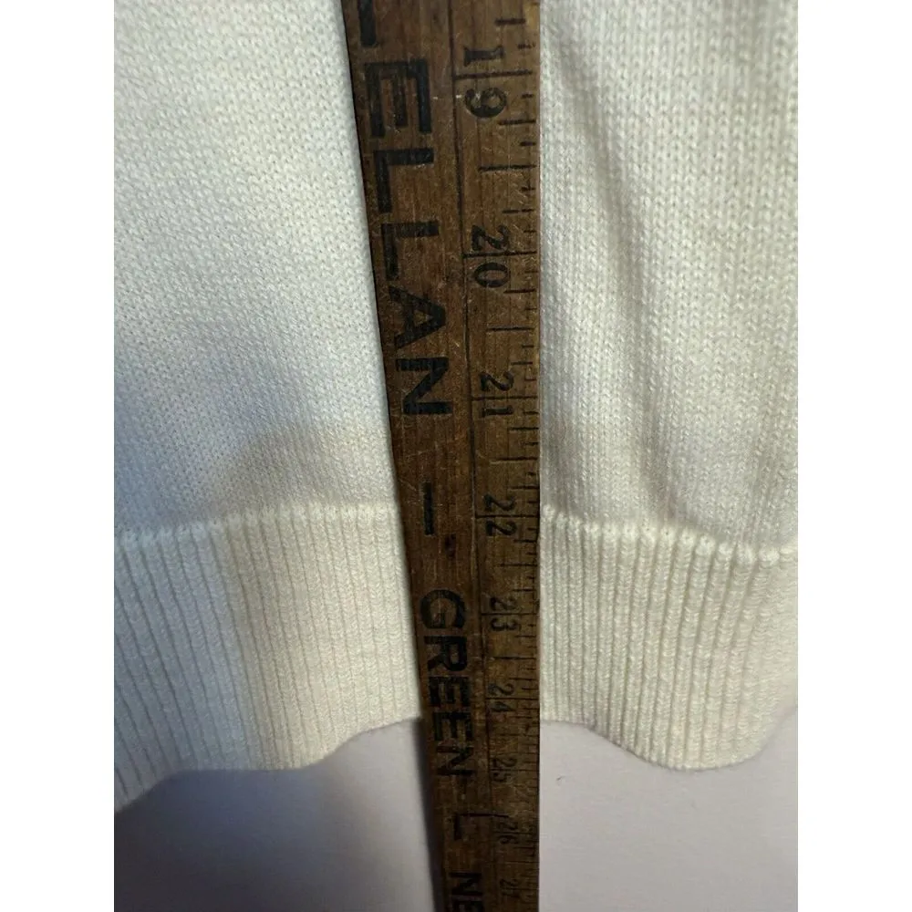 Talbots Sweater Womens‎ Large White Fringed Fair Isle Lambswool Blend Pullover - Image 6