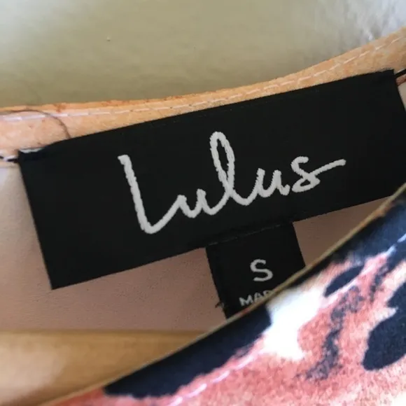 Lulus Abstract Shift Dress‎ Lined Mini Crewneck Orange - Image 2