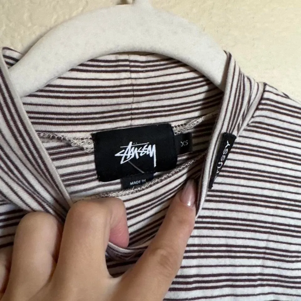 Stussy Striped Long Sleeve Turtleneck Shirt Sz XS multi colored - Image 3