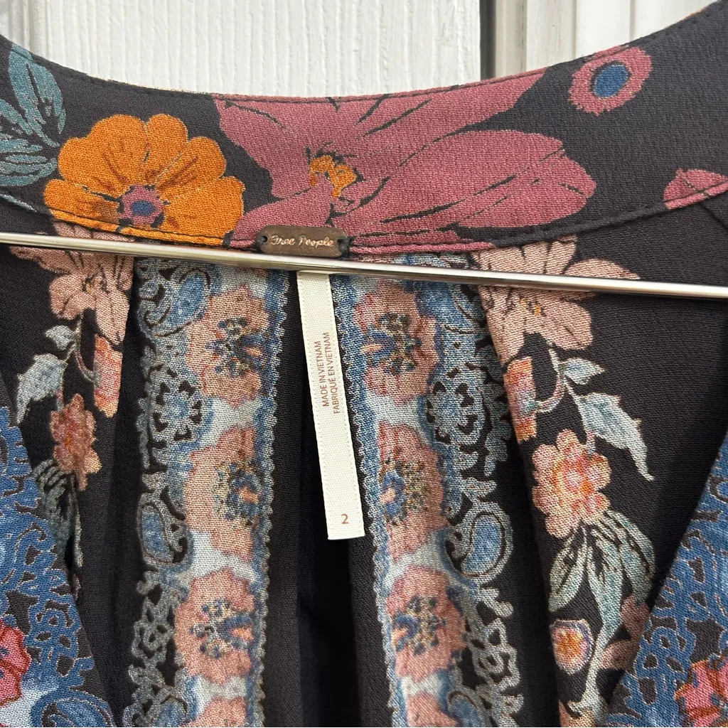 Free People Violet Hill Floral Long Sleeve Mini Dress or Tunic Top Size 2 - Image 5