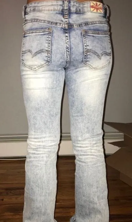 Distressed Low Waist Jeans Blue Size 8 - Image 3