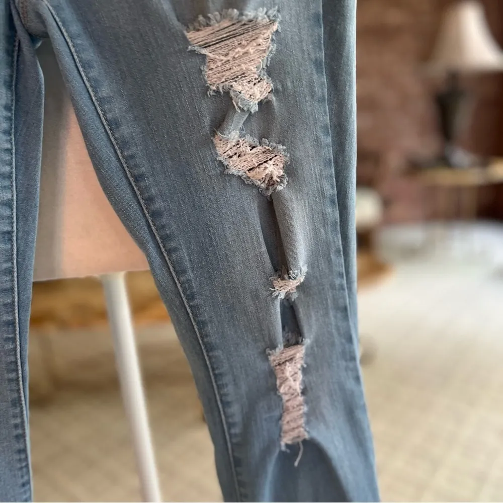 Pacsun Jeans Super Stretch Distressed Jeggings 28 Ripped Torn High Waist Ankle - Image 8