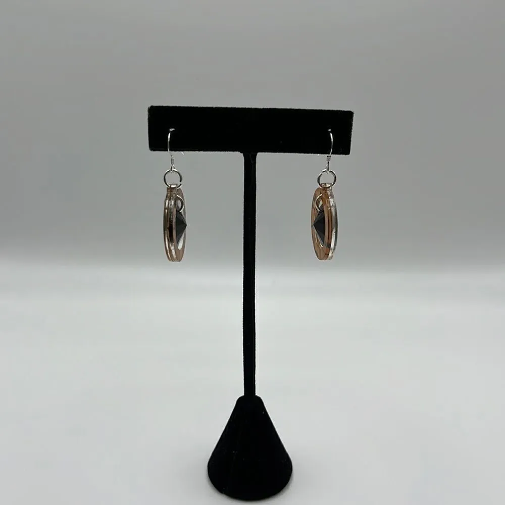 NWOT- Silver Tone Swarovski Retro Rings with Octagon Swarovski Crystal Earrings - Image 3