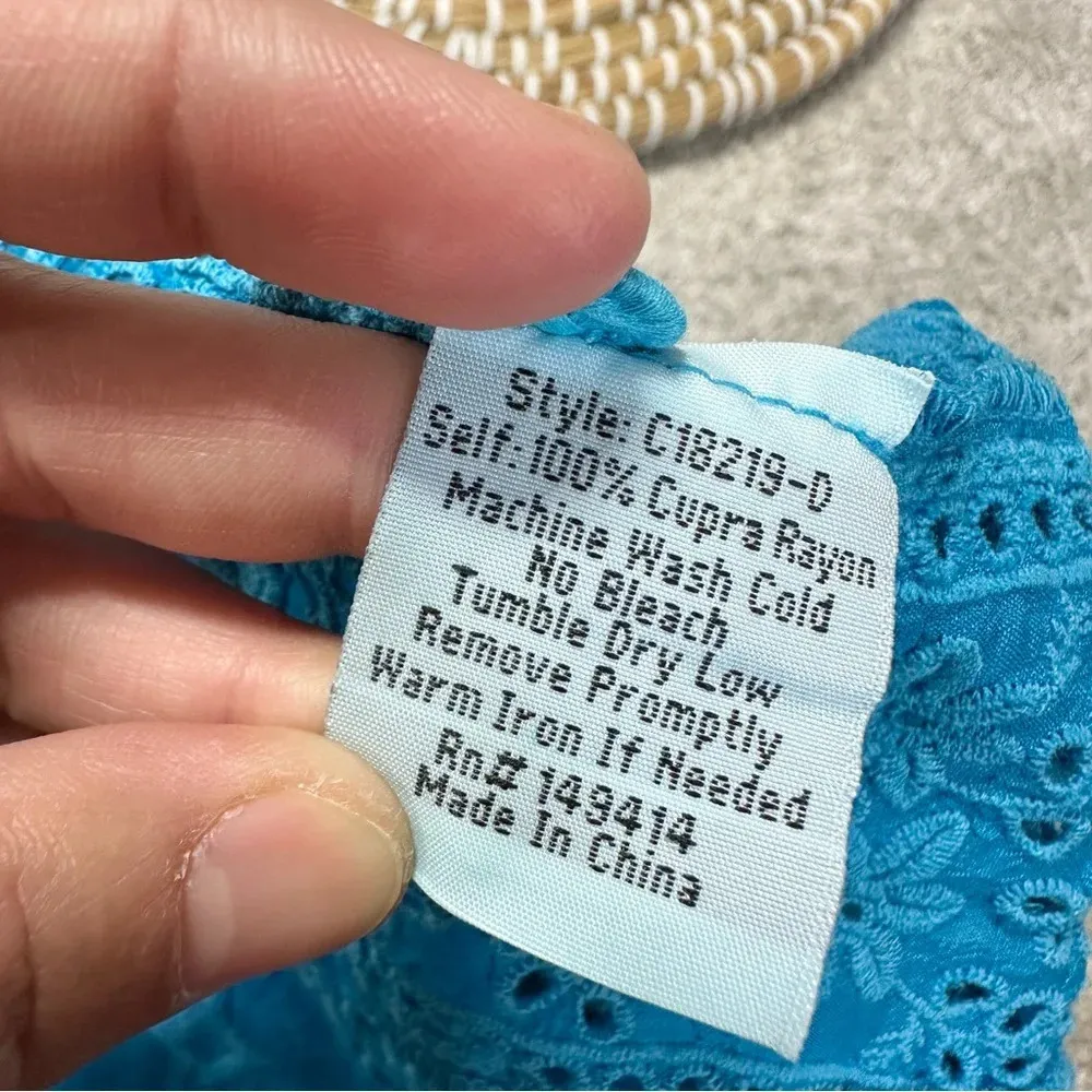 Johnny Was Laia Tank Top Half Button Eyelet Rayon In Natural Boho Size XS - Image 10