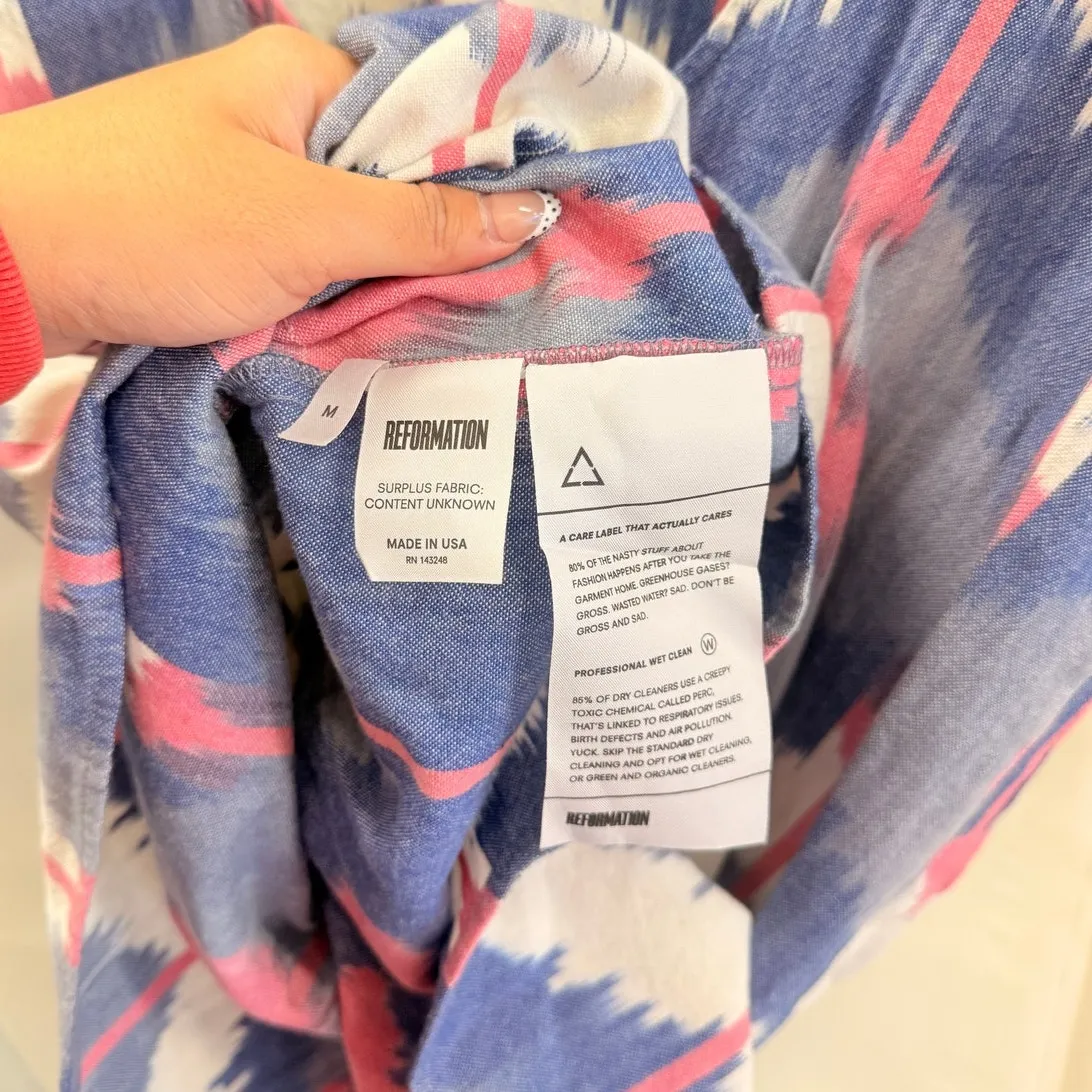 Reformation Azura Tunic‎ Dress in Purple and Pink Doira Ikat Size Medium - Image 3