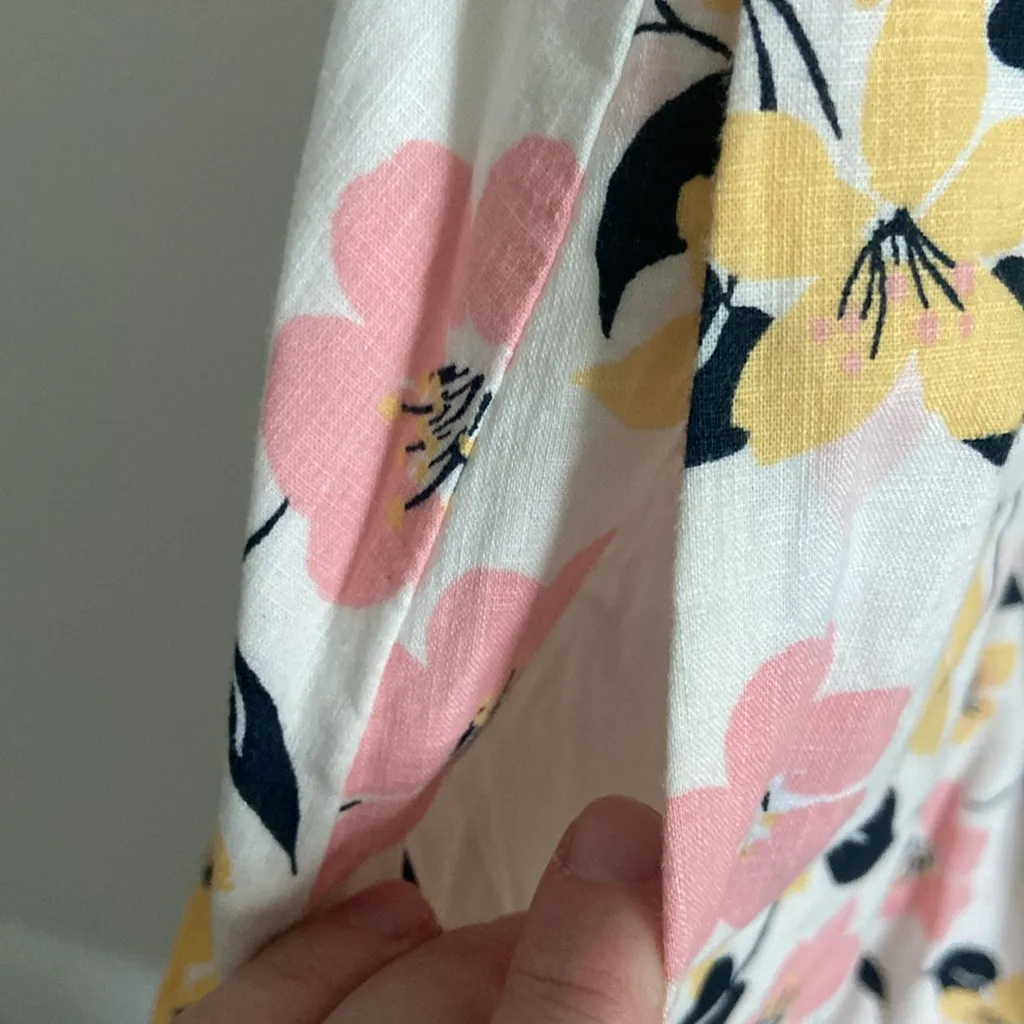 Kate Spade Lily Blooms Smocked Midi Dress (Sz XL) Cotton Floral Puff Sleeve - Image 6