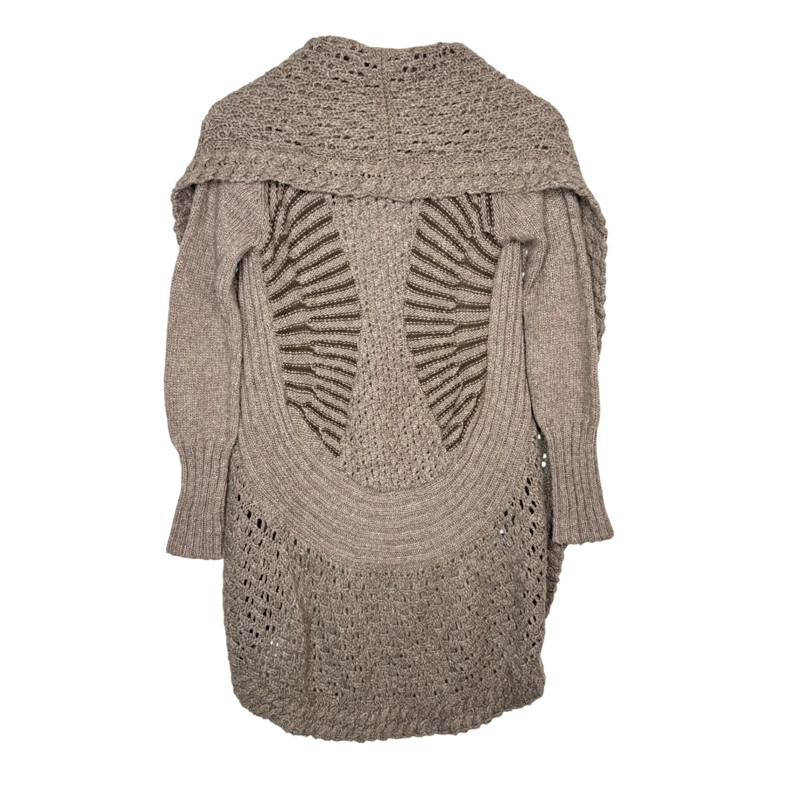 Anthropologie Angel of the North Chunky Open Knit Cardigan Sweater Beige Size XS Brown - Image 2