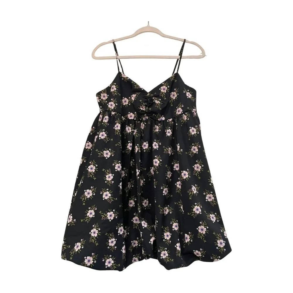 NWT Free People Black Floral Bubble Babdydoll Dress Size L - Image 4