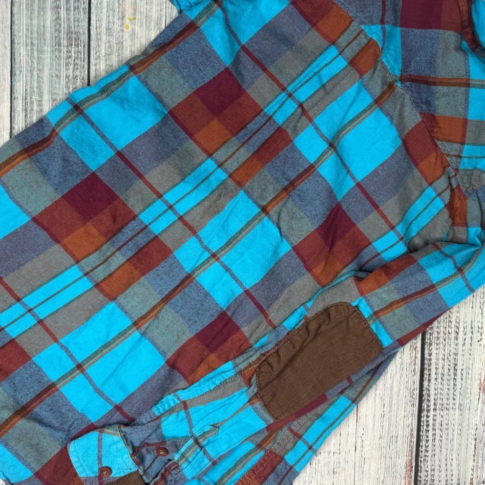 KAVU Plaid Flannel Shirt Blue Button Front Outdoor Hiking Casual Sm - Image 6