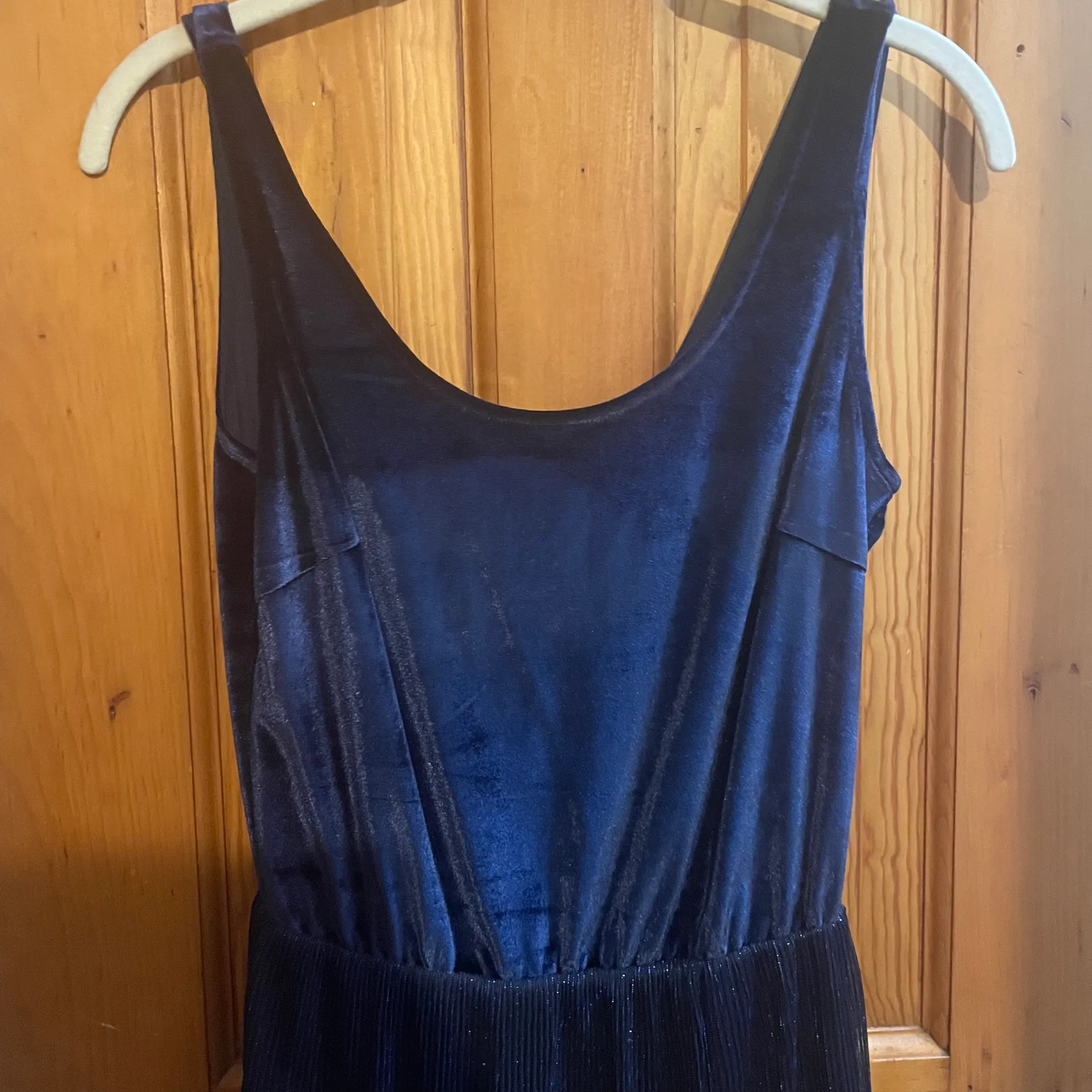 Miss Patina Blue Velvet Dress Size M - Image 2