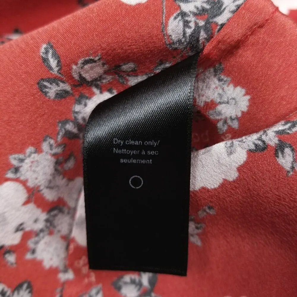 rag & bone Zac Asymmetrical Floral Print Silk Dress Red Sz Small - Image 9