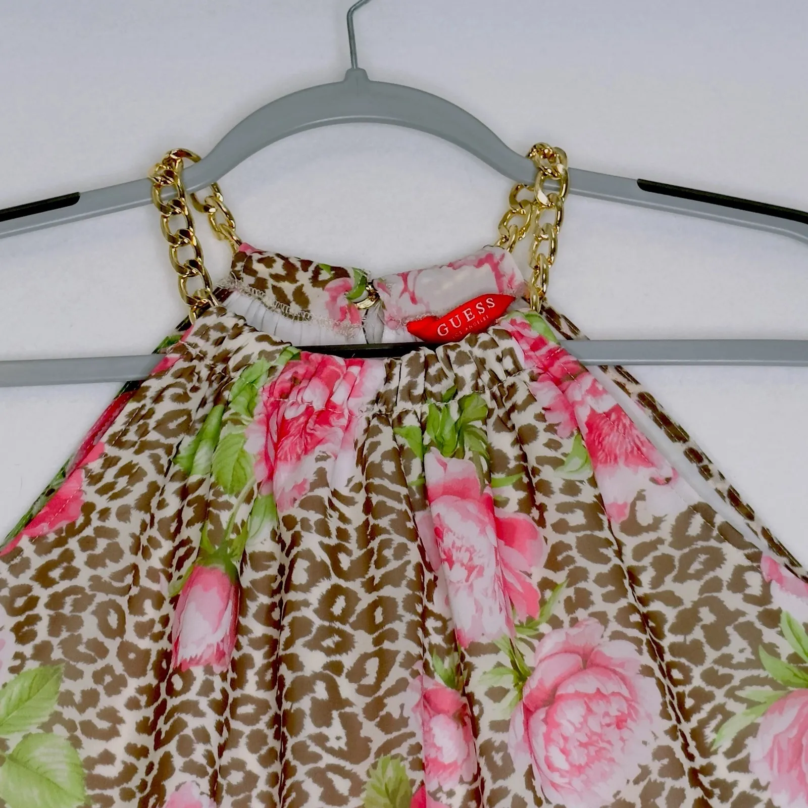 Guess Factory Leopard‎ Print Sleeveless Blouse Gold Chain Straps Size Small - Image 2