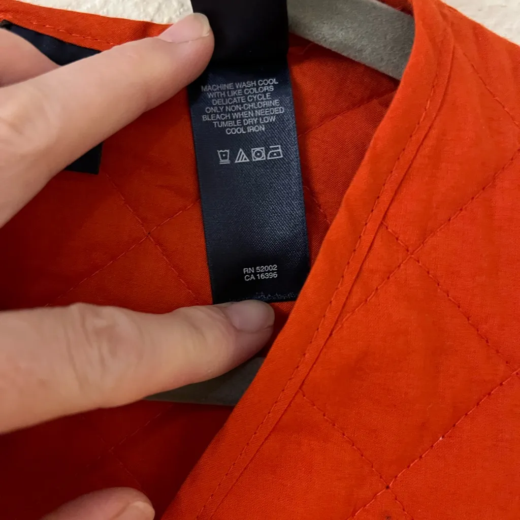 Quilted Orange Vest VTG Crazy horse by Liz Claiborne L - Image 4