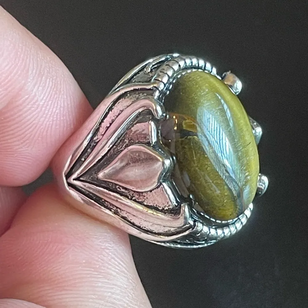 Tigers eye stone silver ring size 7.75 - Image 5