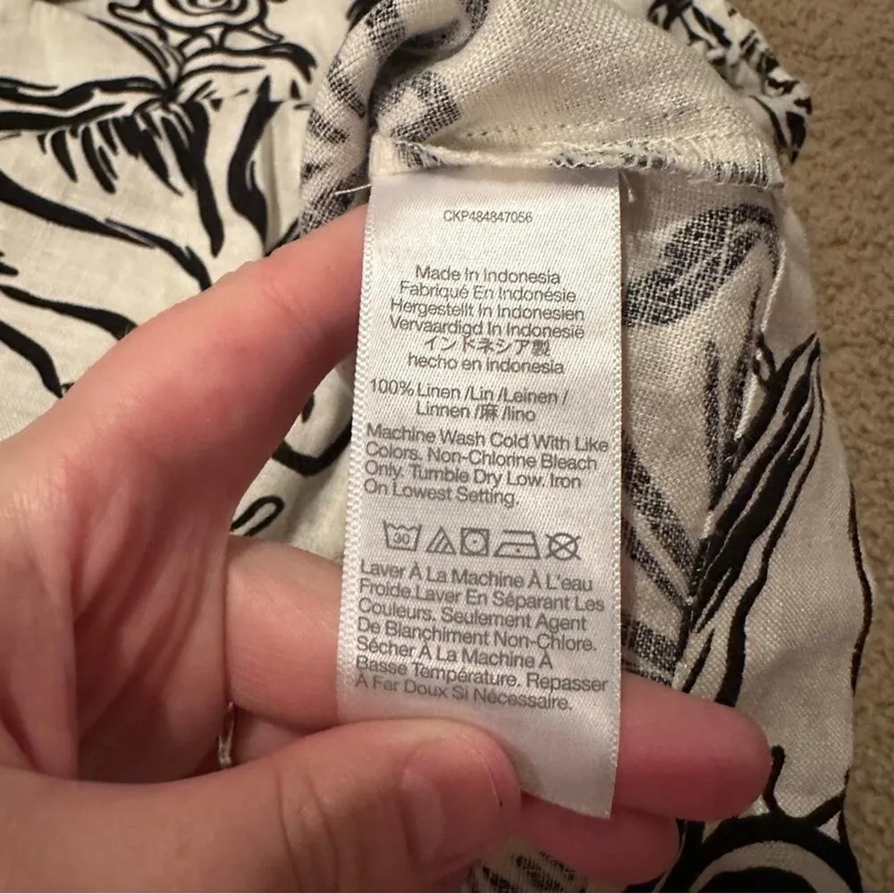 Madewell 100% Linen‎ Boxy Cap-Sleeve Shirt in Lighthouse Print Sz S NEW - Image 6