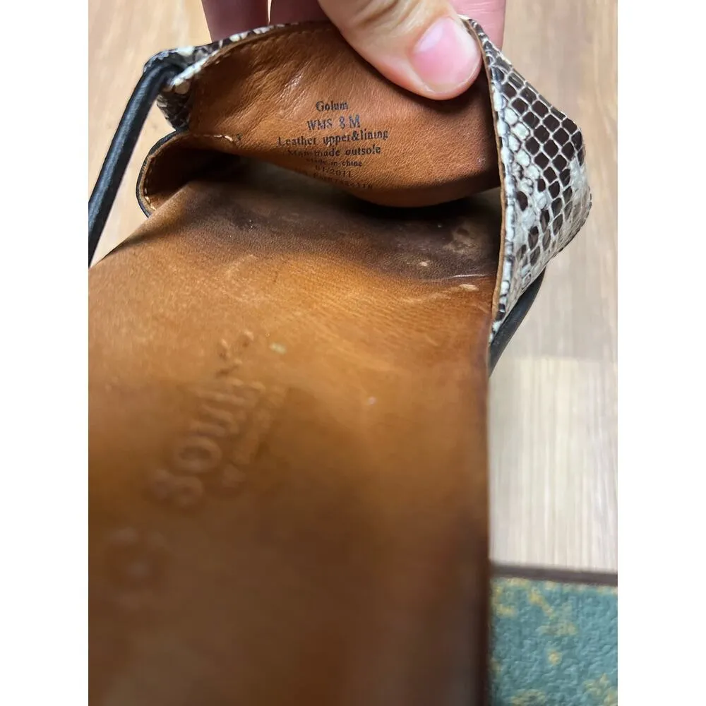 Gentle Souls Black Snake Print Leather Slip On Open Toe Slide Sandals Size 8 - Image 8