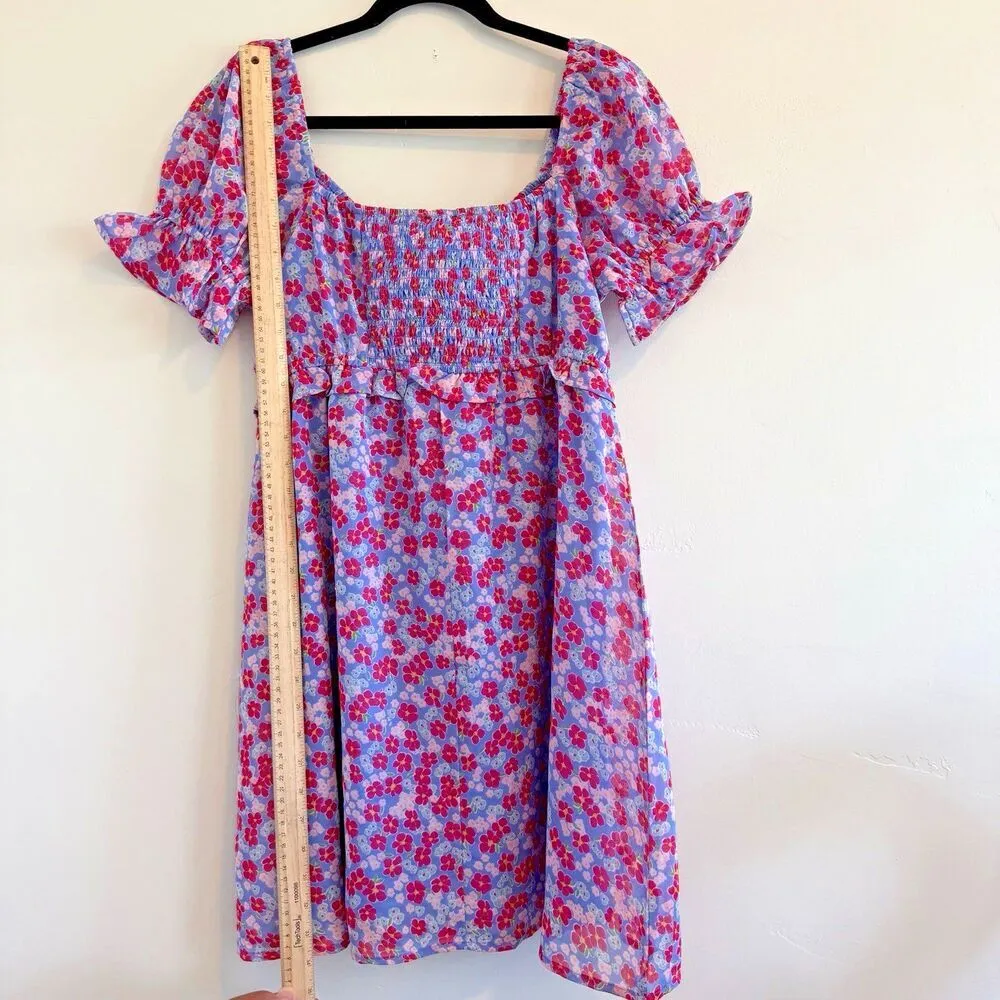 Maternity ruched bust mini short sleeve tea dress in purple floral size M - Image 15