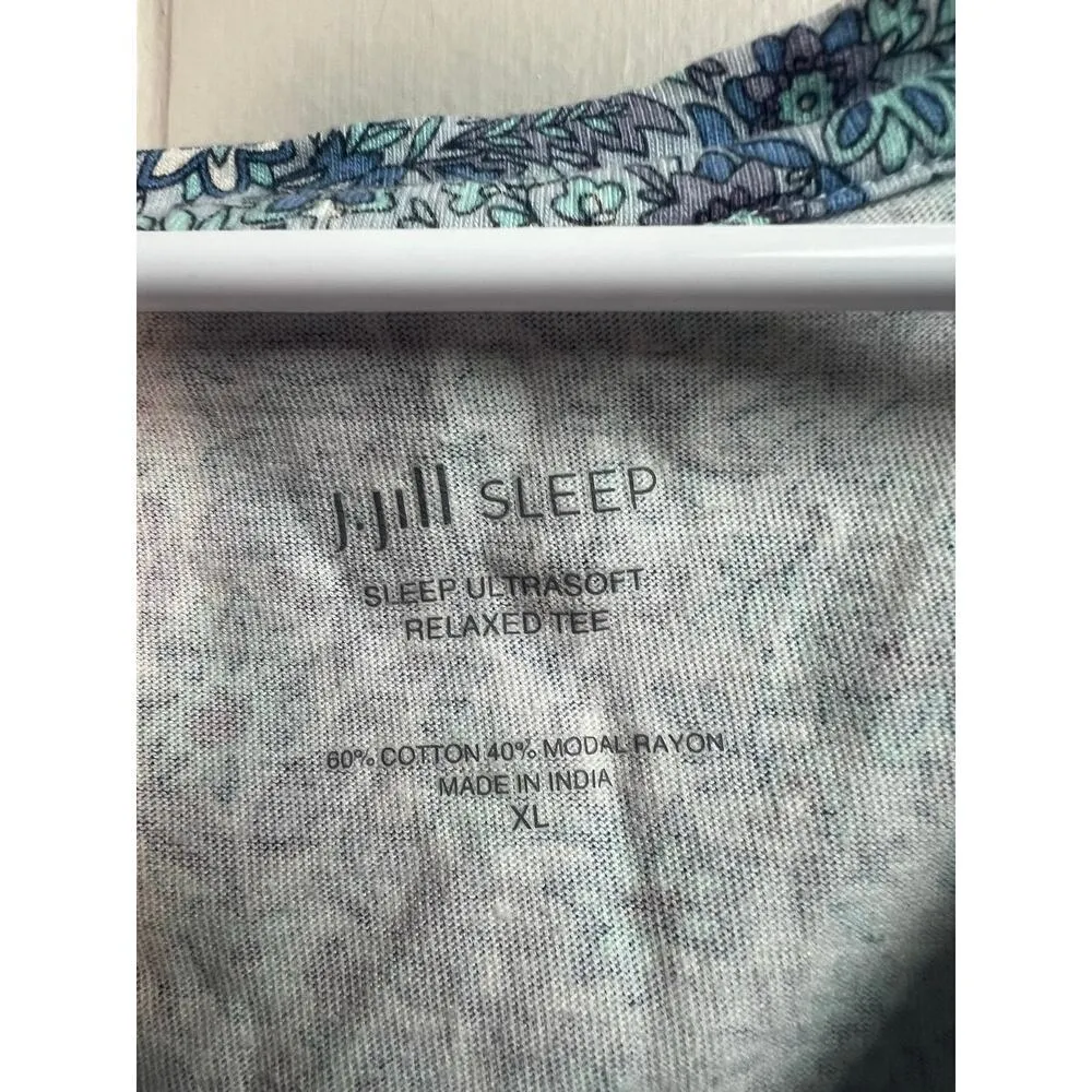 J.Jill Sleep Ultra Soft Relaxed Tee Cotton Modal Women's Top XL Floral - Image 2