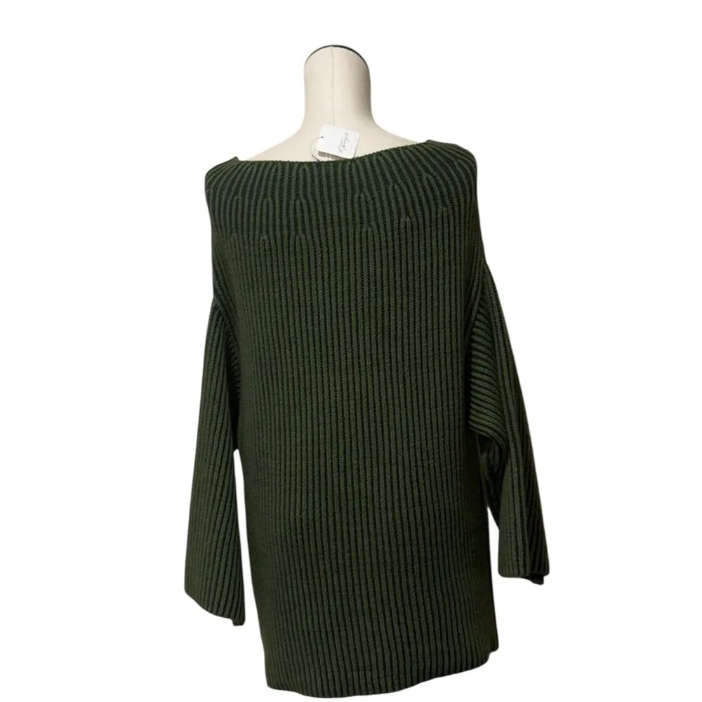 NWT Free People Boat Neck Tunic Sweater Small, CHIVE COMBO - Image 9