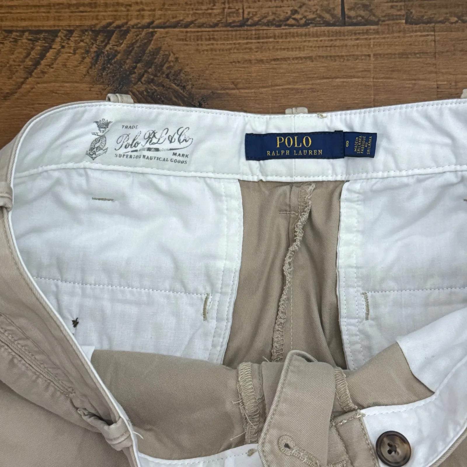 Polo Ralph Lauren Women's Khaki Chino Shorts Classic Casual Bermuda size 8 Tan - Image 3