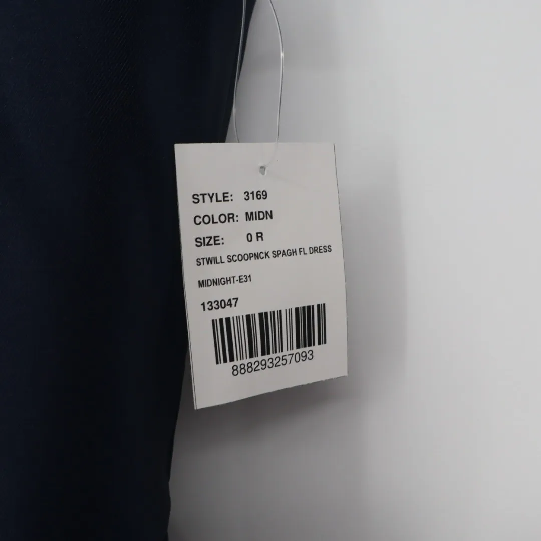 Dessy Collection Scoop Neck Drop Basque Skirt Satin Maxi Dress Pockets Size 0 Blue - Image 6